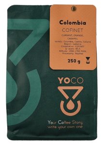 Kawa ziarnista YoCo Coffee Colombia Cofinet FILTR 250g - opinie w konesso.pl