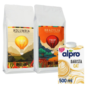 ZESTAW - Kawa ziarnista Trip Coffee Brazylia 1kg + Trip Coffee Kolumbia 1kg + ALPRO Barista Oat - Owsiany 500 ml - opinie w konesso.pl