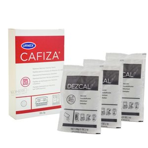 ZESTAW - Tabletki czyszczące do ekspresu Urnex Cafiza 32 szt + Proszek odkamieniający Urnex Dezcal - 3x28g - opinie w konesso.pl