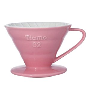Ceramiczny drip Tiamo z uchem V02 - Różowy - opinie w konesso.pl