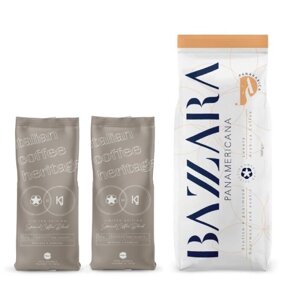 ZESTAW - Kawa ziarnista Bazzara Luxury Blend Panamericana 1kg + Bazzara X Konesso - Special Coffee Blend 2x250g  - opinie w konesso.pl
