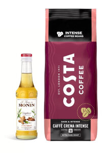 ZESTAW - Kawa ziarnista Costa Coffee Caffe Crema INTENSE 1kg + Syrop GINGERBREAD MONIN 0,25 l - opinie w konesso.pl