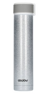 Asobu Skinny Mini Glitter - srebrna butelka termiczna 230 ml - NIEDOSTĘPNY - opinie w konesso.pl