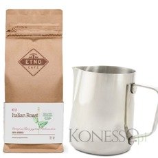 Zestaw dzbanek do spieniania mleka 0,35L + kawa Etno Italian Roast 250g - opinie w konesso.pl