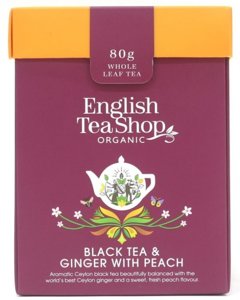 Czarna herbata English Tea Shop Black Tea Ginger With Peach 80g - opinie w konesso.pl