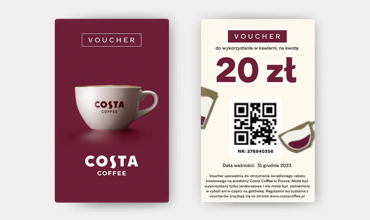 Voucher do kawiarni Costa Coffee