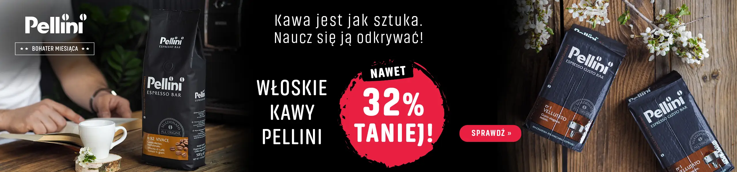 Włoskie kawy Pellini nawet 32% Taniej