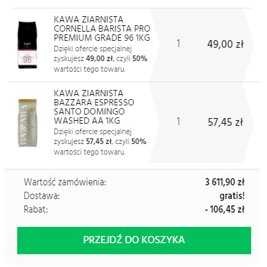 2. Dodaj do koszyka wybrane kawy
objęte promocją