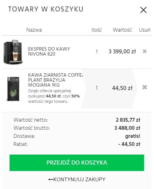 2. Dodaj do koszyka wybrane kawy
                                                                    objęte promocją