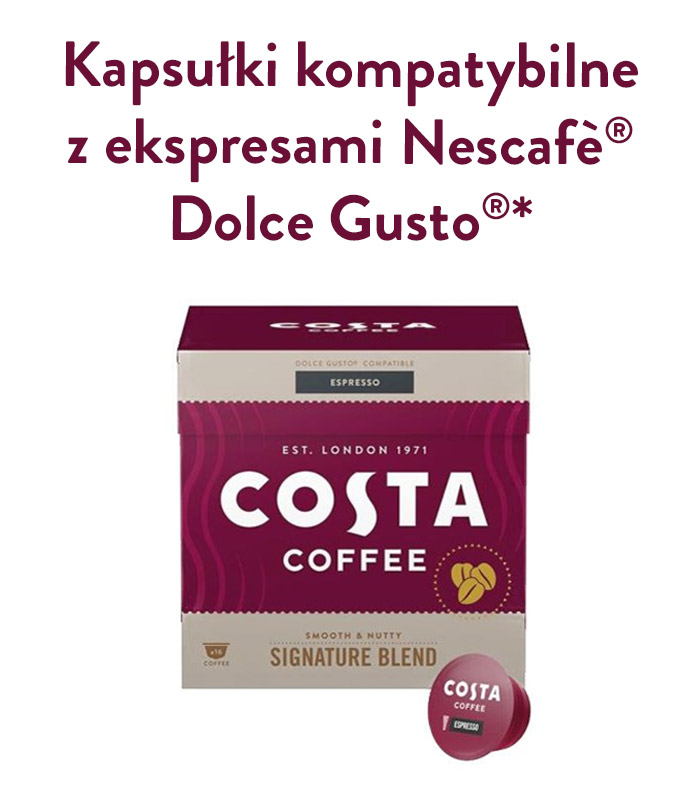 Kawa w kapsułkach Costa Coffee kompatybilna z ekspresami Nescafe Dolce Gusto