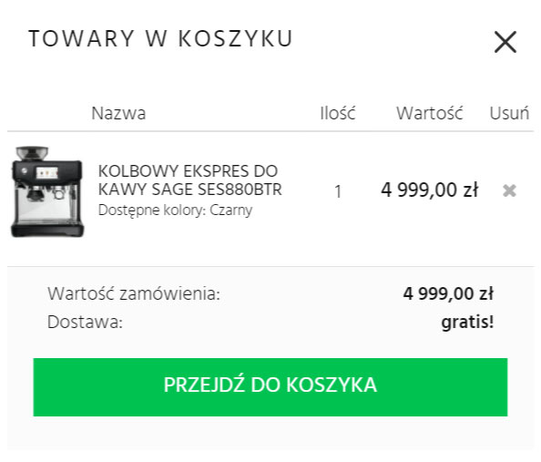 1. Dodaj do koszyka ekspres