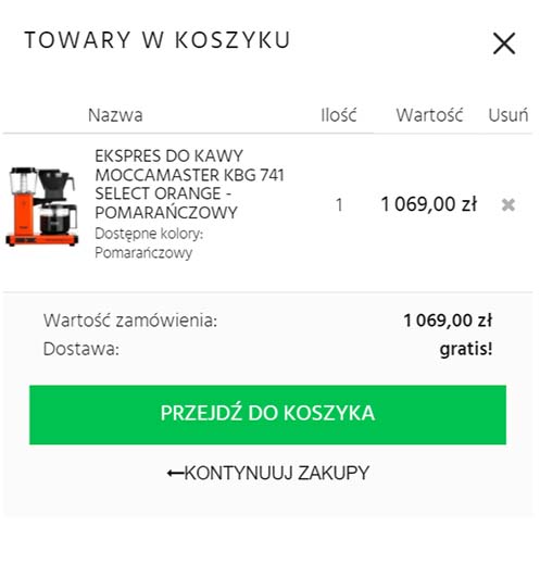 1. Dodaj do koszyka ekspres
