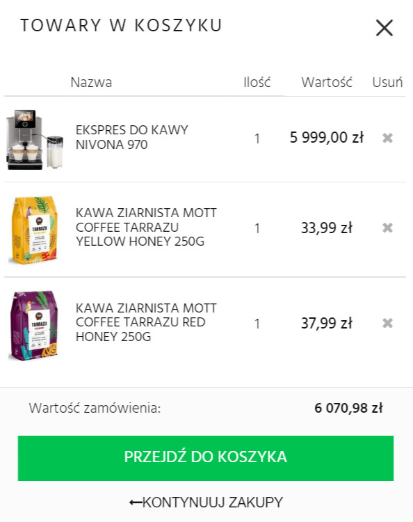 2. Dodaj do koszyka wybrane kawy
                    objęte promocją