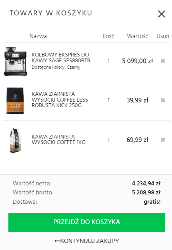 2. Dodaj do koszyka wybrane kawy
                    objęte promocją