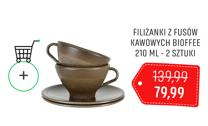 Dodaj do koszyka Filiżanki z fusów kawowych Bioffee 210 ml - 2 sztuki