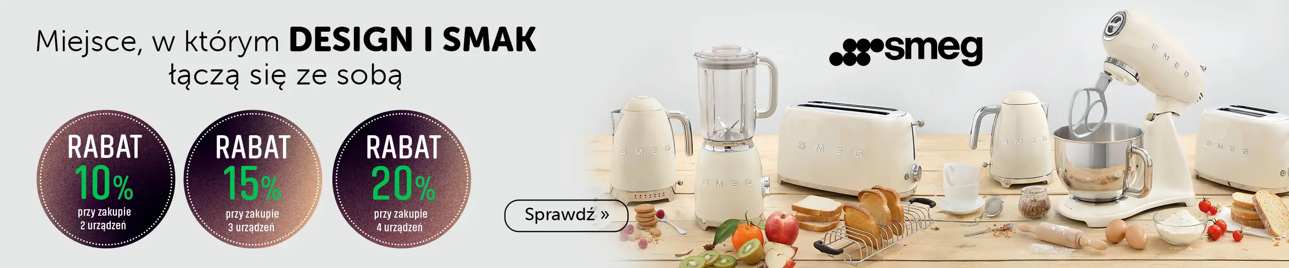 Miejsce w którym Design i smak łączą się ze sobą, Rabaty 10%, 15%, 20% na produkty SMEG