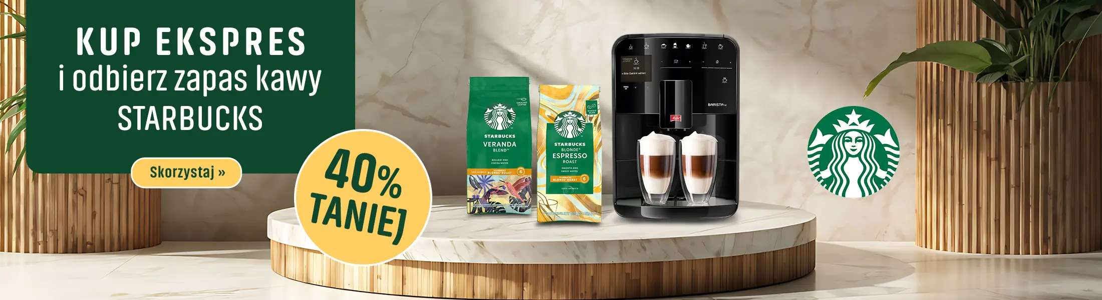 Kup ekspres i odbierz kawy Starbucks 40% Taniej
