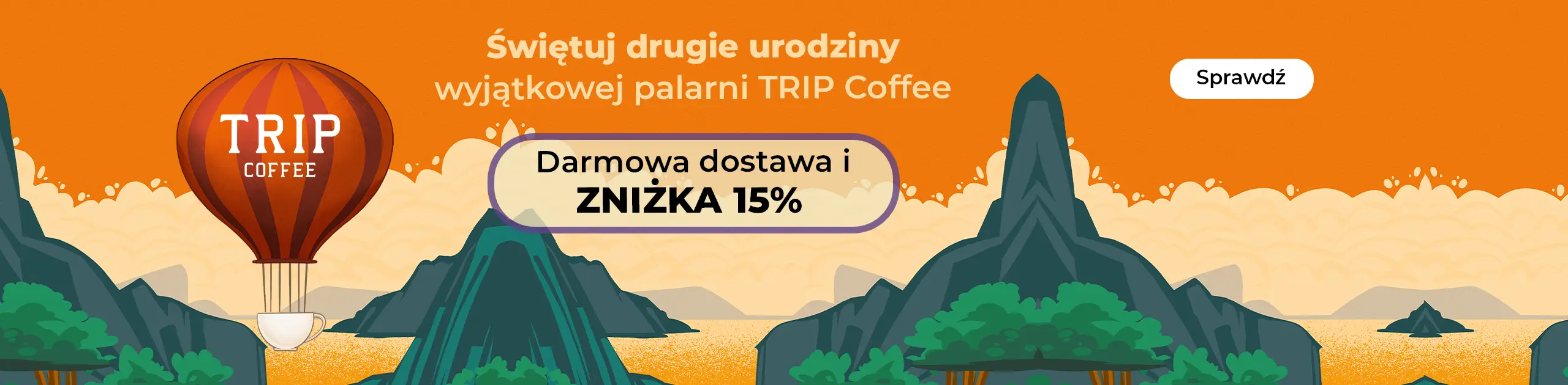Darmowa Dostawa i Zniżka 15% kupując kawy Trip Coffee