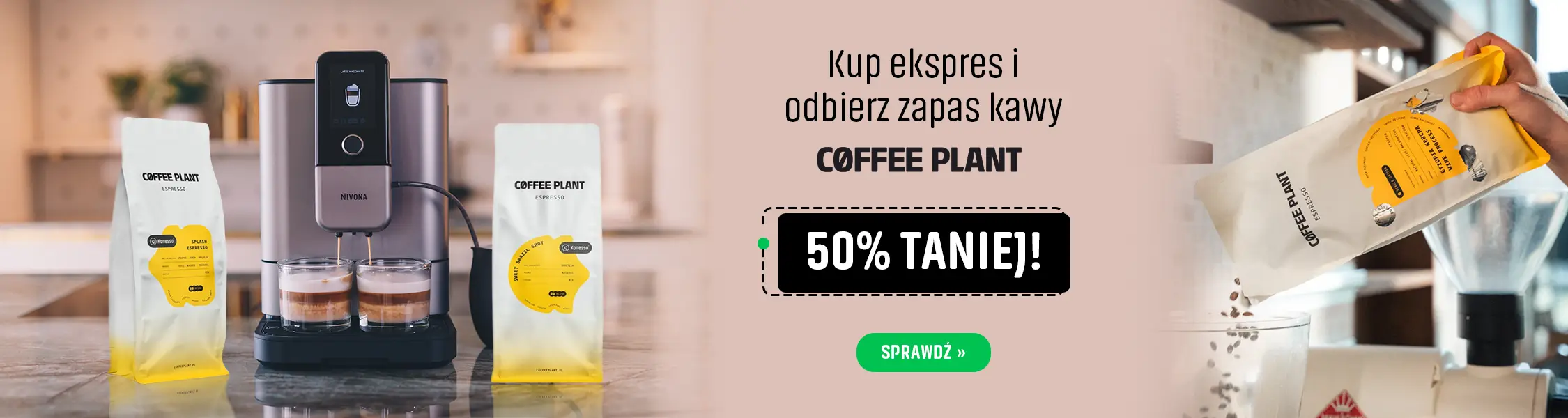 Kup ekspres i odbierz zapas kawy Coffee Plant 50% Taniej