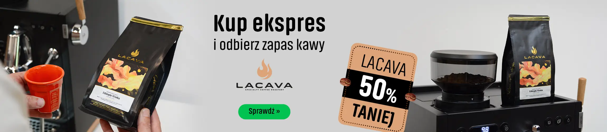Kup ekspres i odbierz zapas kawy Lacava 50% Taniej