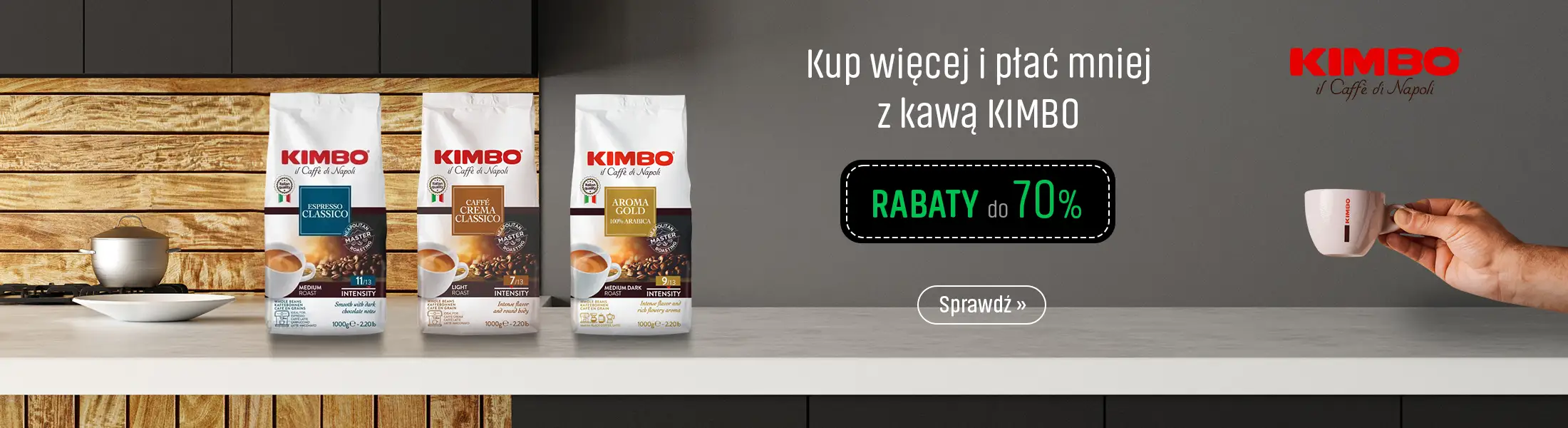 Kup więcej i płać mniej z kawą Kimbo. Rabaty do 70%