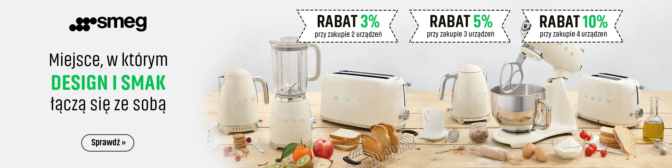 Miejsce w którym Design i smak łączą się ze sobą, Rabaty 3%,5%, 10% na produkty SMEG
