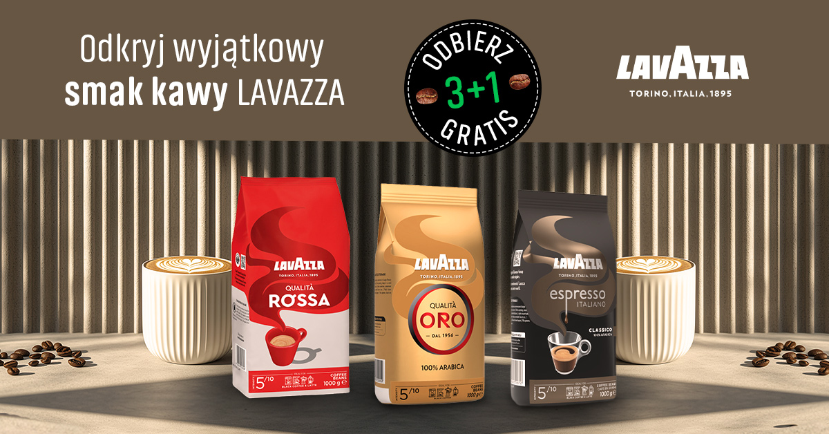 Kup 4 kawy ziarniste LAVAZZA, a najtańszą z nich otrzymasz GRATIS