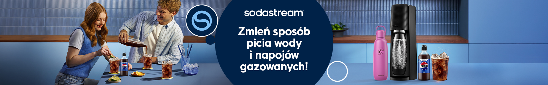 Sodastream - saturator do wody gazowanej, butelki, naboje CO2 i syropy