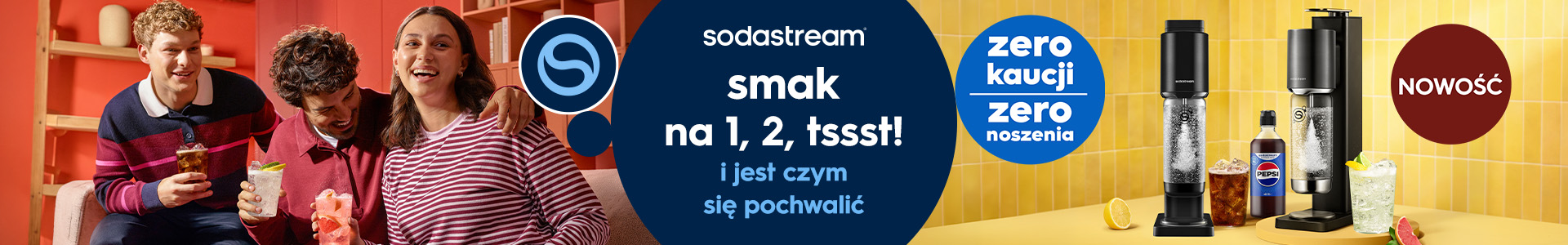Sodastream - saturator do wody gazowanej, butelki, naboje CO2 i syropy