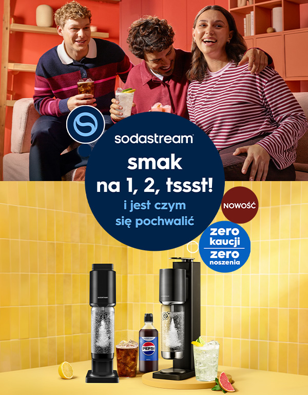 Sodastream - saturator do wody gazowanej, butelki, naboje CO2 i syropy