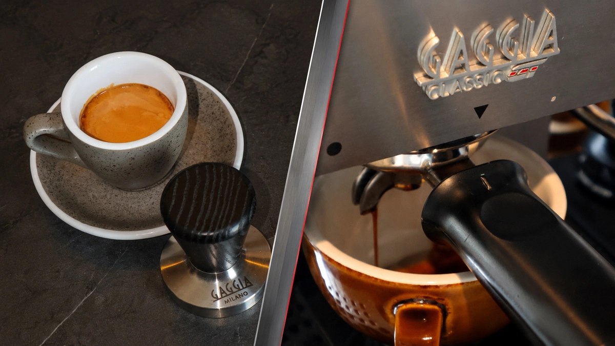 Gaggia Classic GT z przygotowaną kawą
