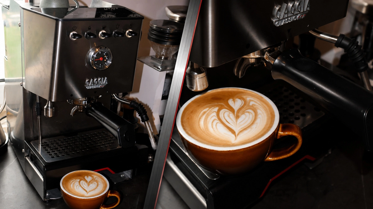 Gaggia Classic GT oraz filiżanka kawy z latte art
