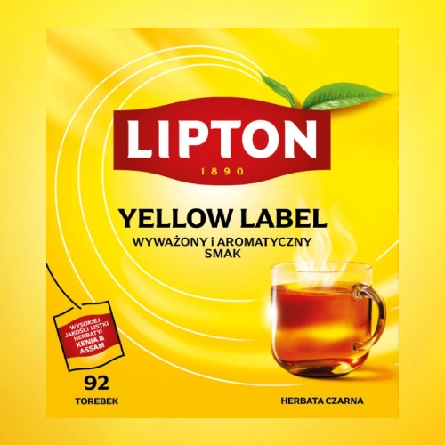 Czytelny front opakowania herbaty Lipton