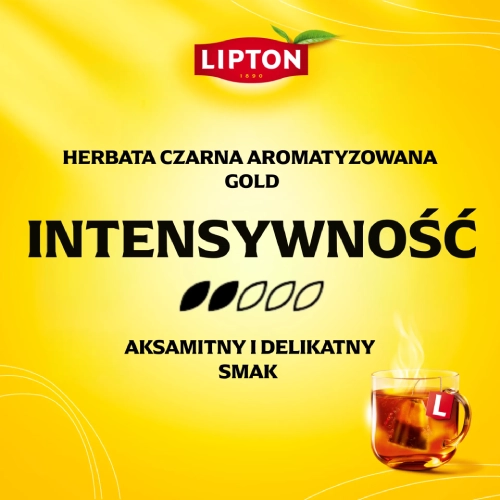Profil smakowy i skala mocy na opakowaniu Lipton