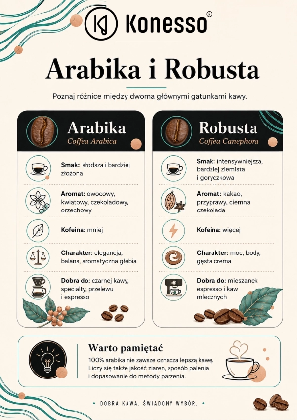 Arabika i Robusta różnice - infografika