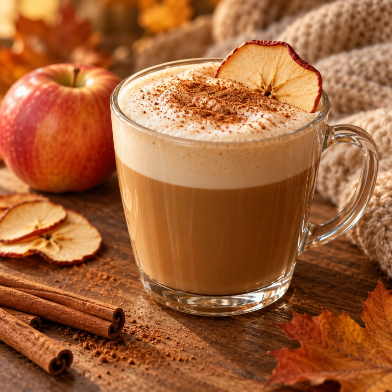 Jesienne cynamonowe latte jabłkowe z Jacobs Black Original i ALPRO Barista Cinnamon Roll