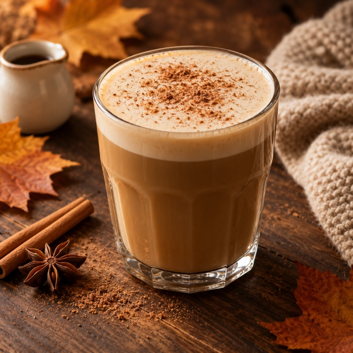Jesienne latte klonowo-korzenne z koncentratem Jacobs Black Original i ALPRO Barista Oat