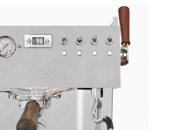 Drewniany uchwyt i stal nierdzewna ekspresu ASCASO Steel UNO PID Inox Wood 2026