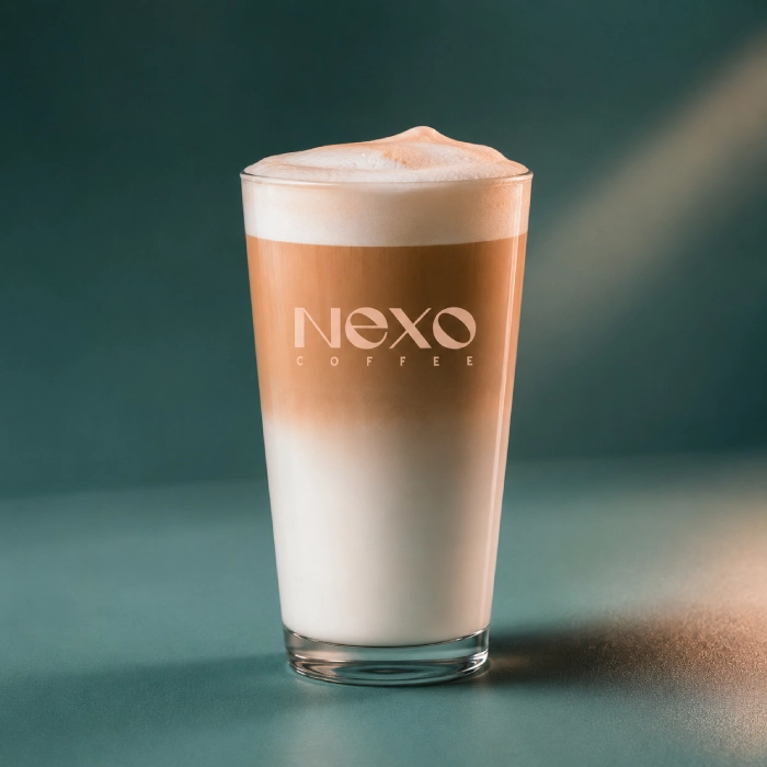 Warstwowe caffe latte w szklance NEXO Coffee