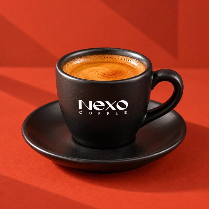 Espresso w czarnej filiżance