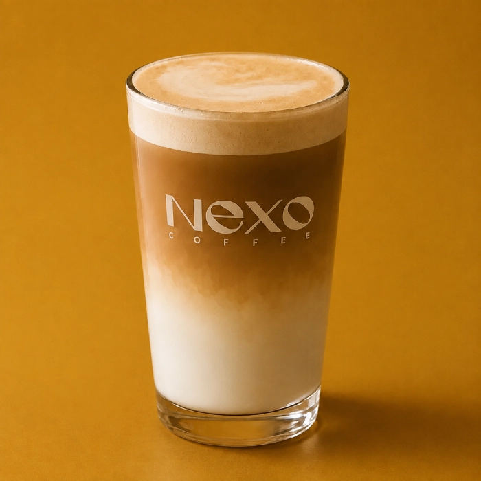Warstwowe caffe latte w szklance NEXO Coffee