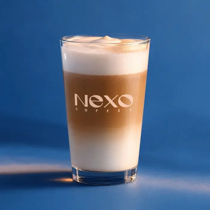 Warstwowe caffe latte w szklance NEXO Coffee