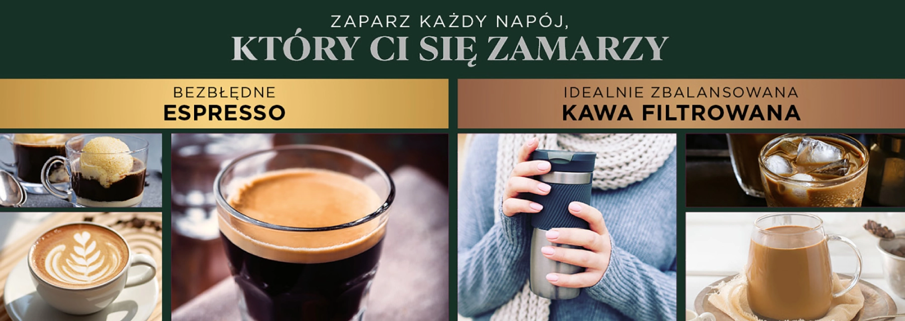 Różnorodne napoje kawowe z ekspresu Ninja Luxe Café Essential ES501EU
