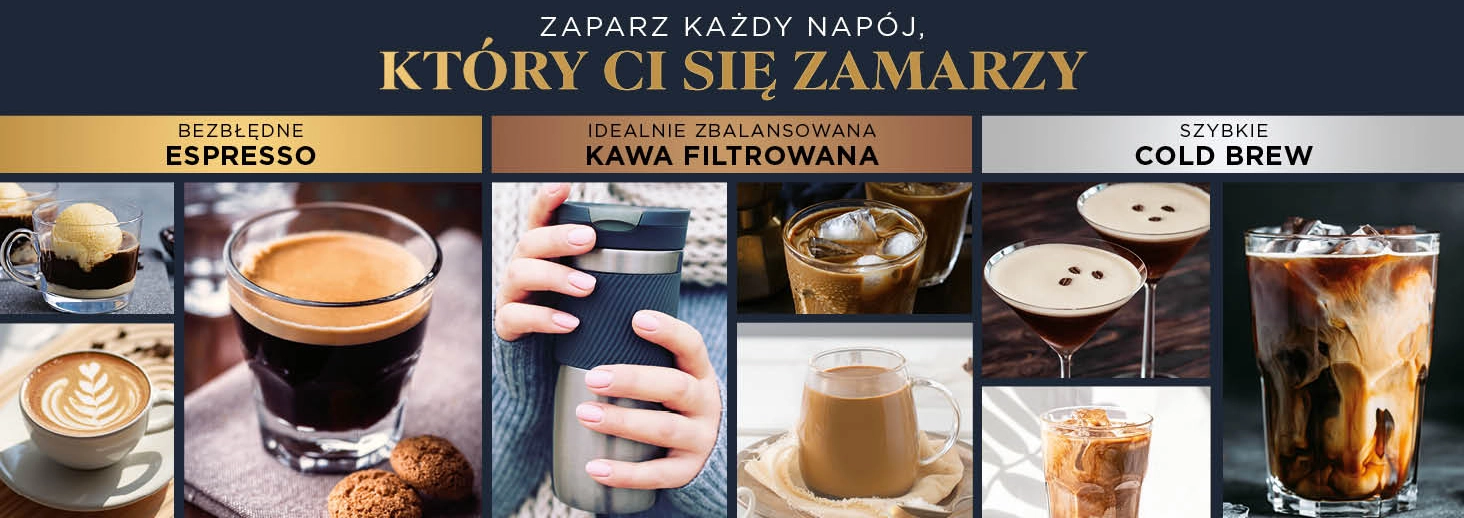 Różne napoje kawowe z ekspresu Ninja Luxe Café Premier ES601EUGM