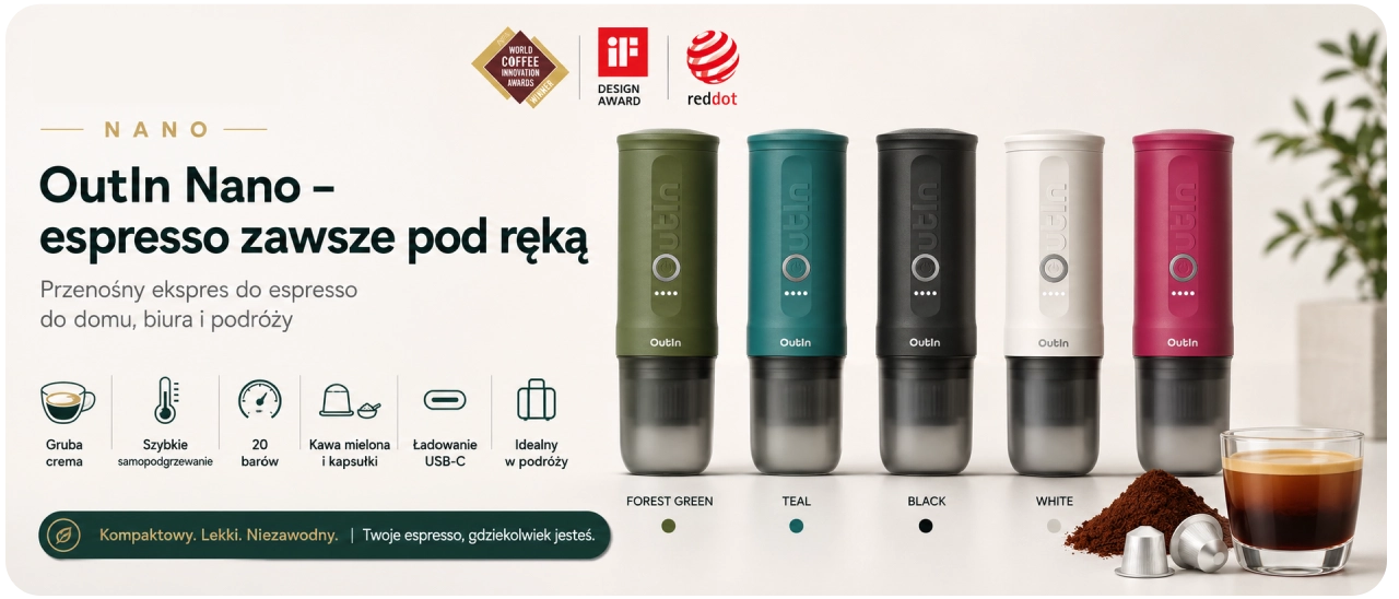 OutIn Nano Forest Green Zielony - przenośny ekspres do espresso