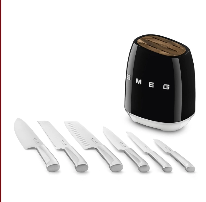 Noże kuchenne Smeg KBSF02BL  w bloku