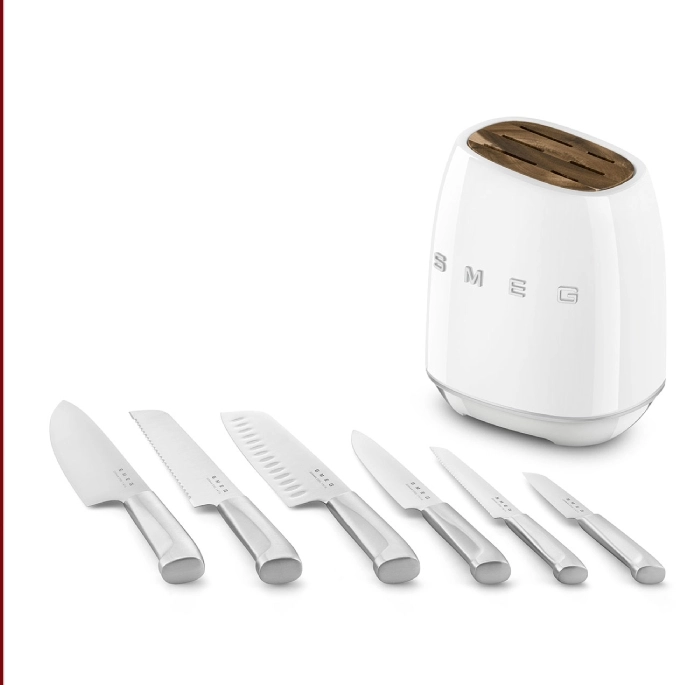 Noże kuchenne Smeg KBSF02WH  w bloku