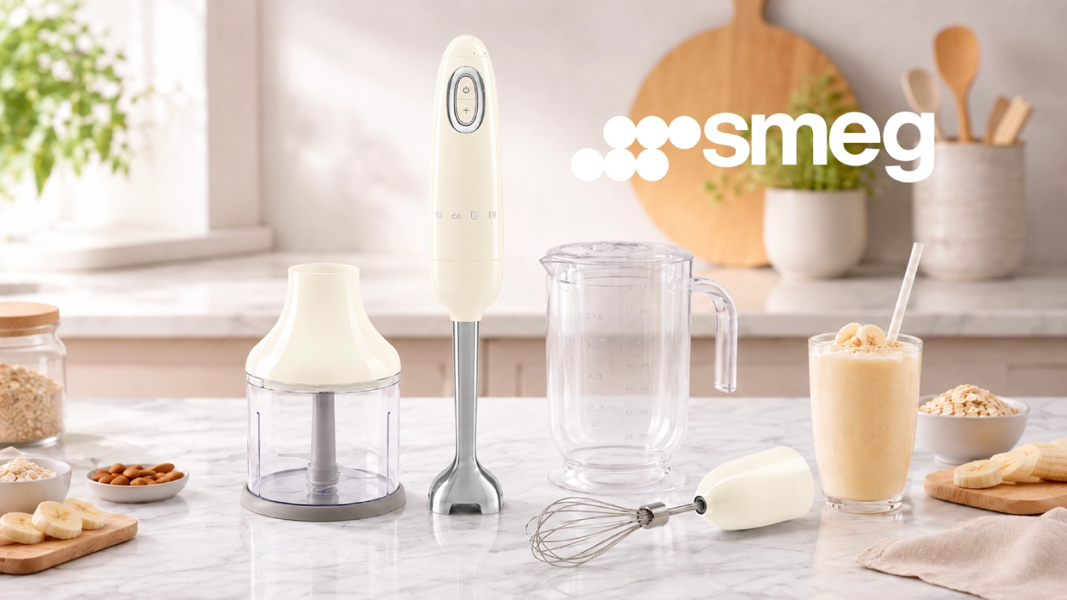 Blender ręczny z akcesoriami Smeg HBF03CREU Kremowy