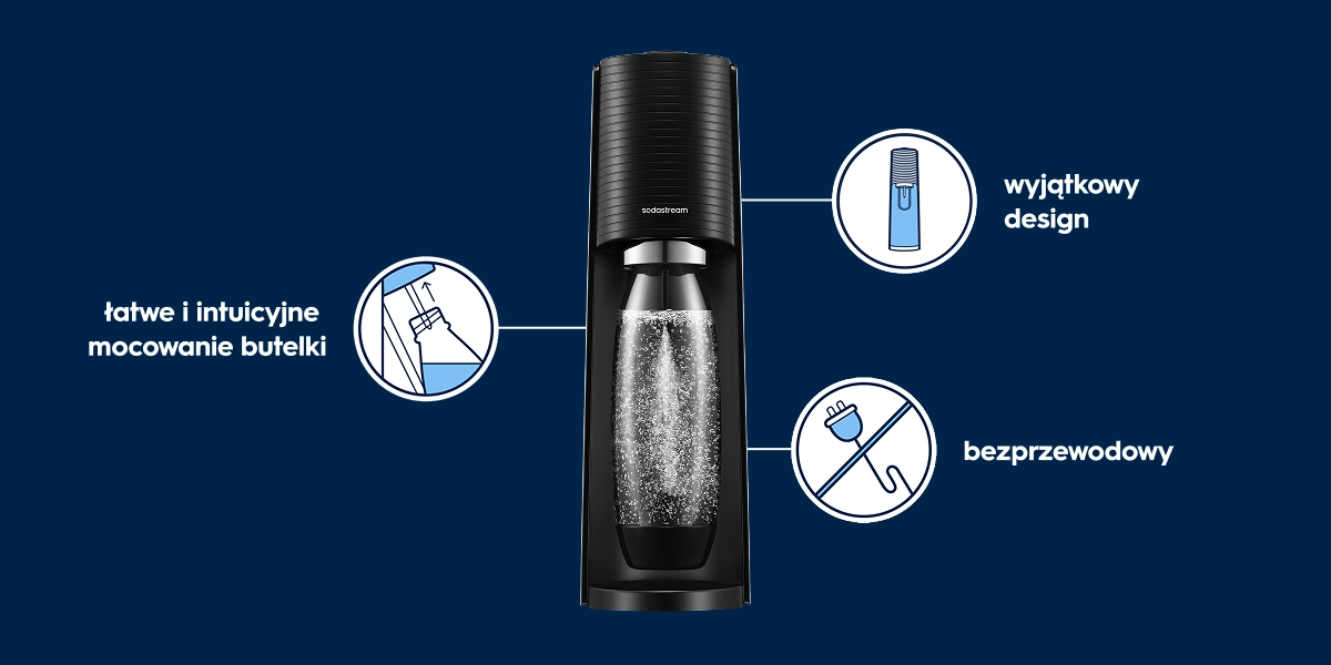 Czarny SodaStream Terra w kuchni