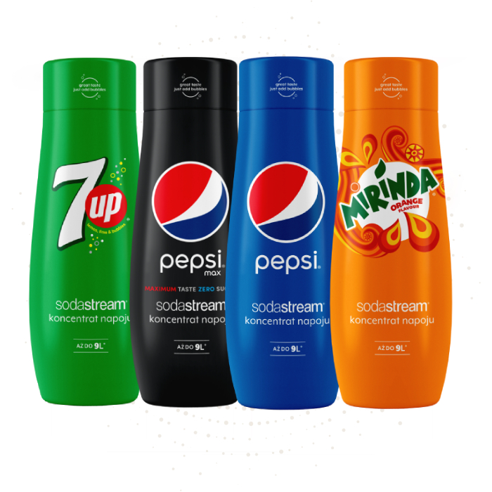 Zestaw syropów SodaStream Pepsi, Pepsi Max, Mirinda, 7up 